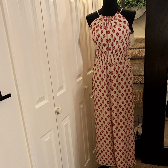 A Loves A Pants - A Love A Elegant Red and Cream Jumpsuit with Wide-Leg